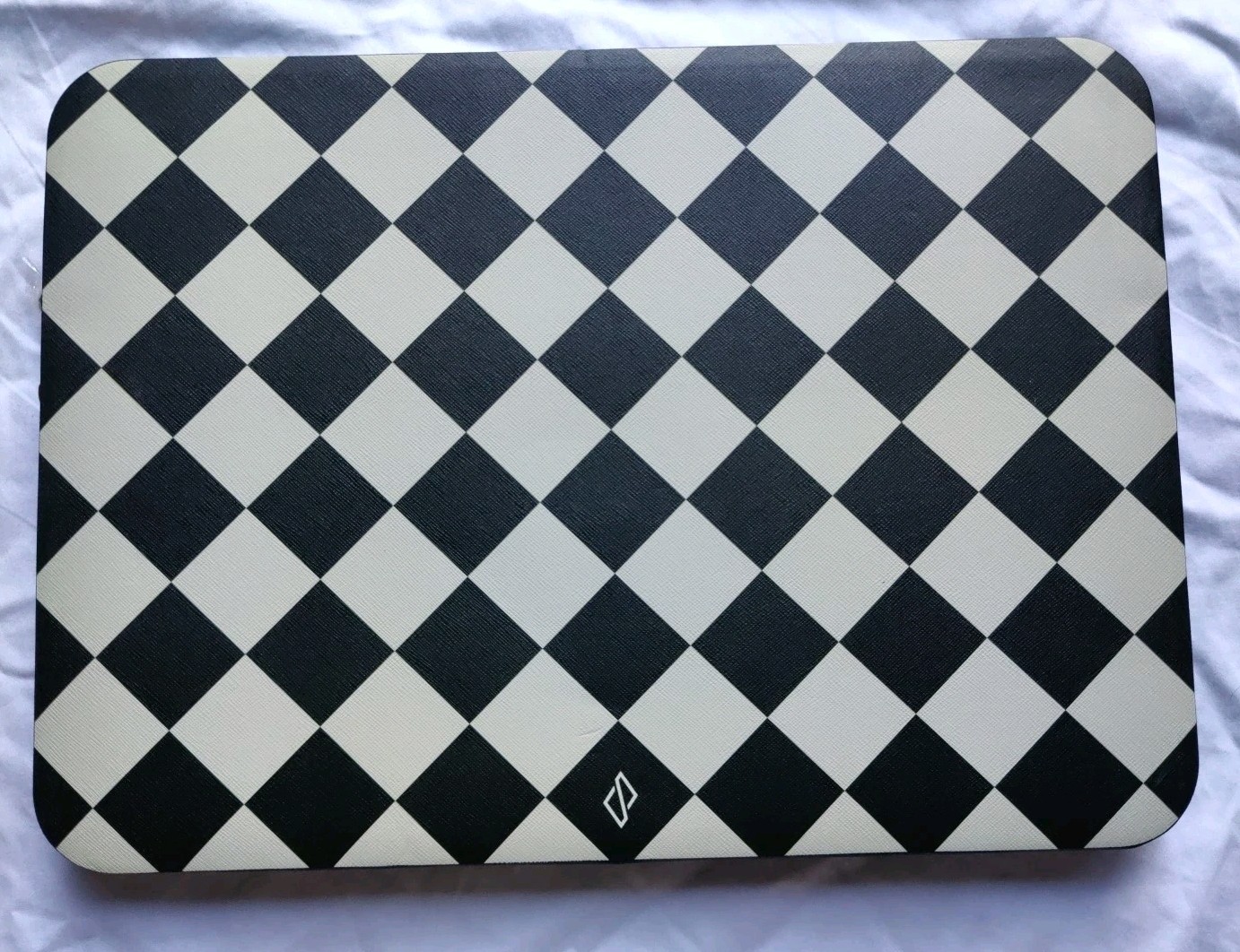 Burga Checkered Diamond Pattern- Line Art 14" Laptop Sleeve White and Black 
