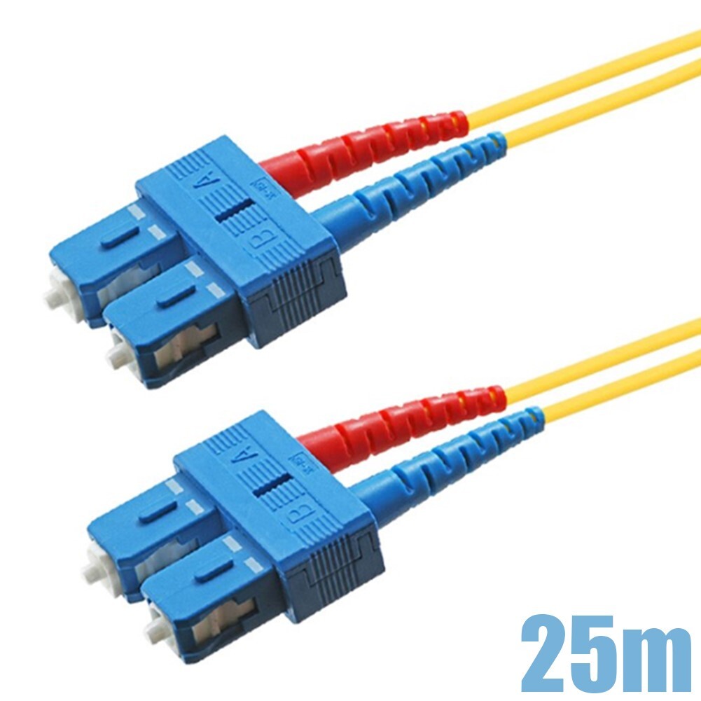 25M SC-SC UL Duplex 9/125 Single Mode Fiber Optic Cable Optical Cord OFNR Yellow