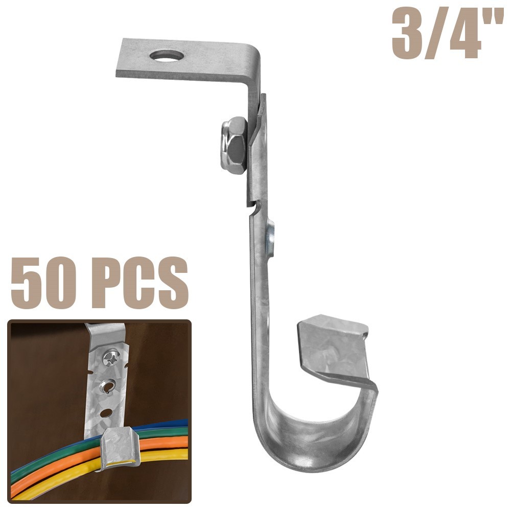 50 Pcs 3/4" J Hook Ceiling Mount Hanger Cat6 Cat5e Network Cable Wire Management