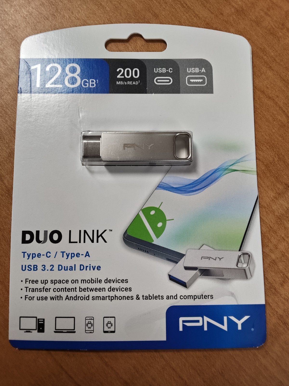 PNY Duo Link 128GB Dual-Drive USB 3.2 Flash Drive USB-C/USB-A 200MB/s