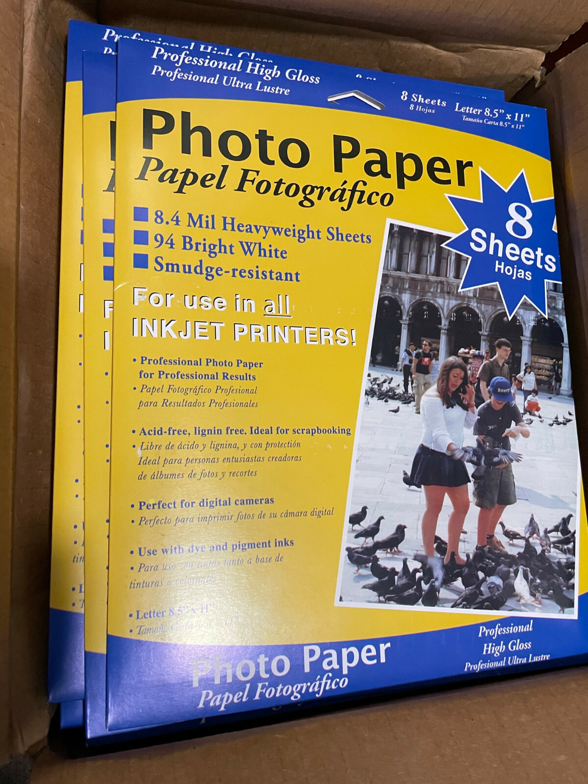 Lot of 48 (8-Pack) 384 sheeet, HIGH GLOSS PHOTO PAPER 8.5" x 11", #94 WHITE