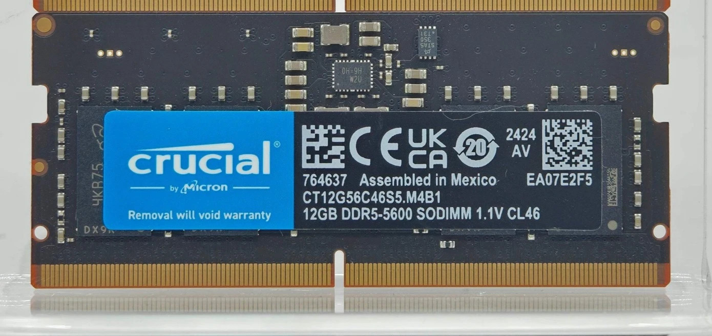 Crucial 12GB DDR5-5600 SO-DIMM Laptop Memory Modules (1x12GB) RAM - Fully Tested