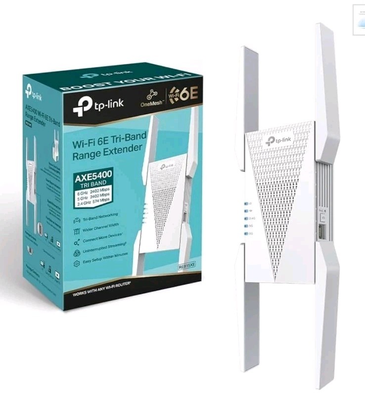 TP-LINK AXE5400 Tri-Band Mesh Wi-Fi 6E Range Extender - White (RE815XE)