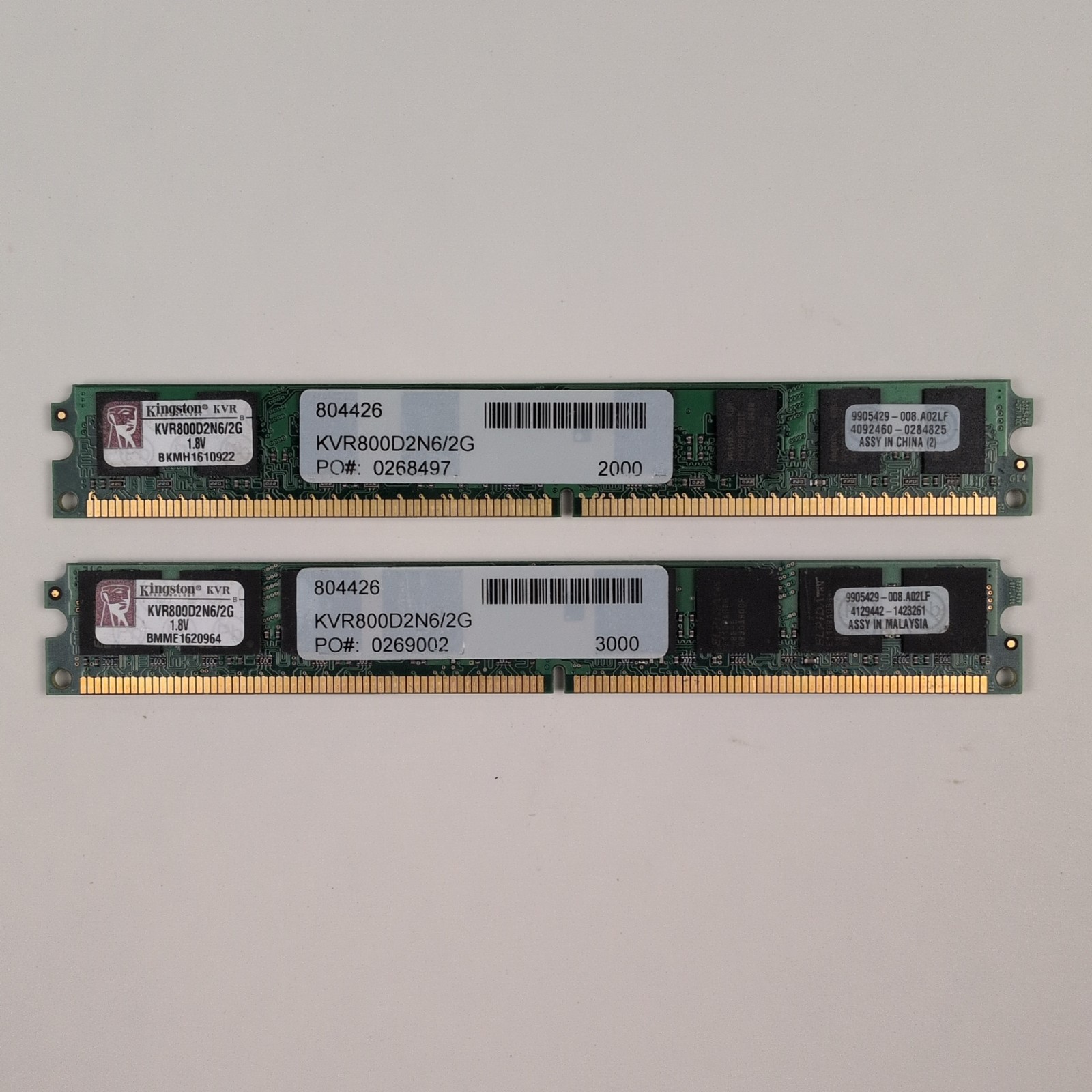 Kingston 4GB Kit (2x2GB) DDR2 DIMM PC2-6400 240-Pin Non-ECC RAM KVR800D2N5/2G