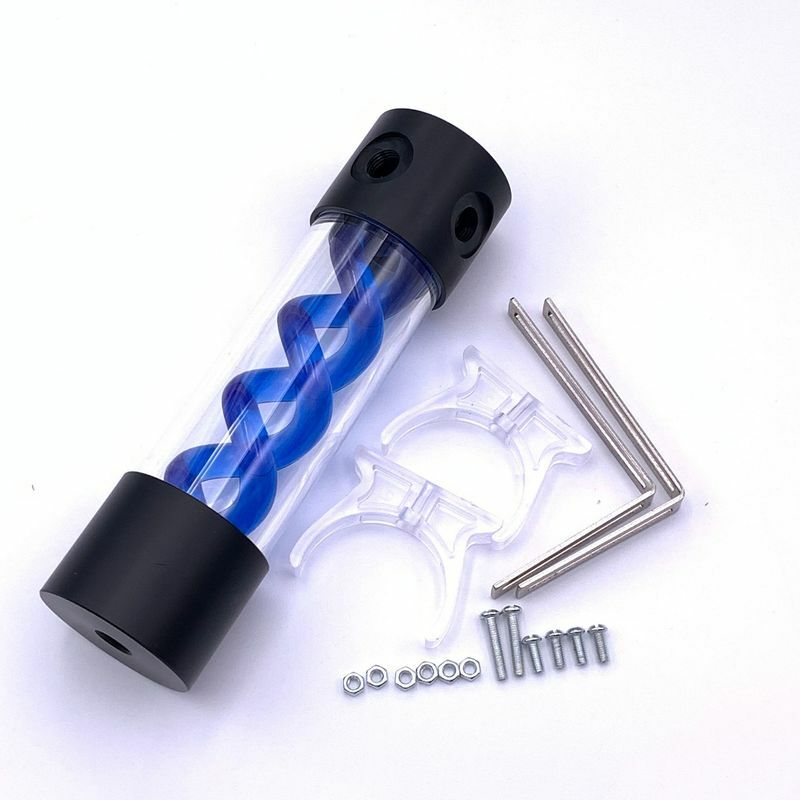 200mm G1/4 Blue Cylinder T-Vir Reservoir Helix Spension Water Cooling Tank