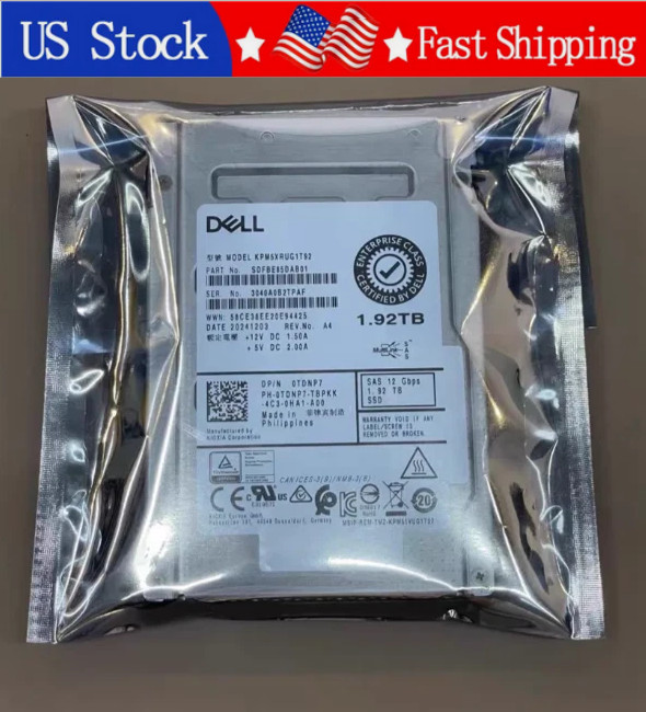 New Dell 0TDNP7 KPM5XRUG1T92 1.92TB 2.5" SAS 12G RI SSD Solid State Drive