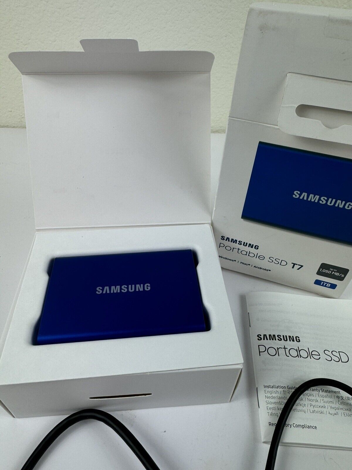 TESTED NEW/OPEN BOX SAMSUNG T7 Portable Hard Drive 1TB SSD T7 Blue MU-PC1T0H
