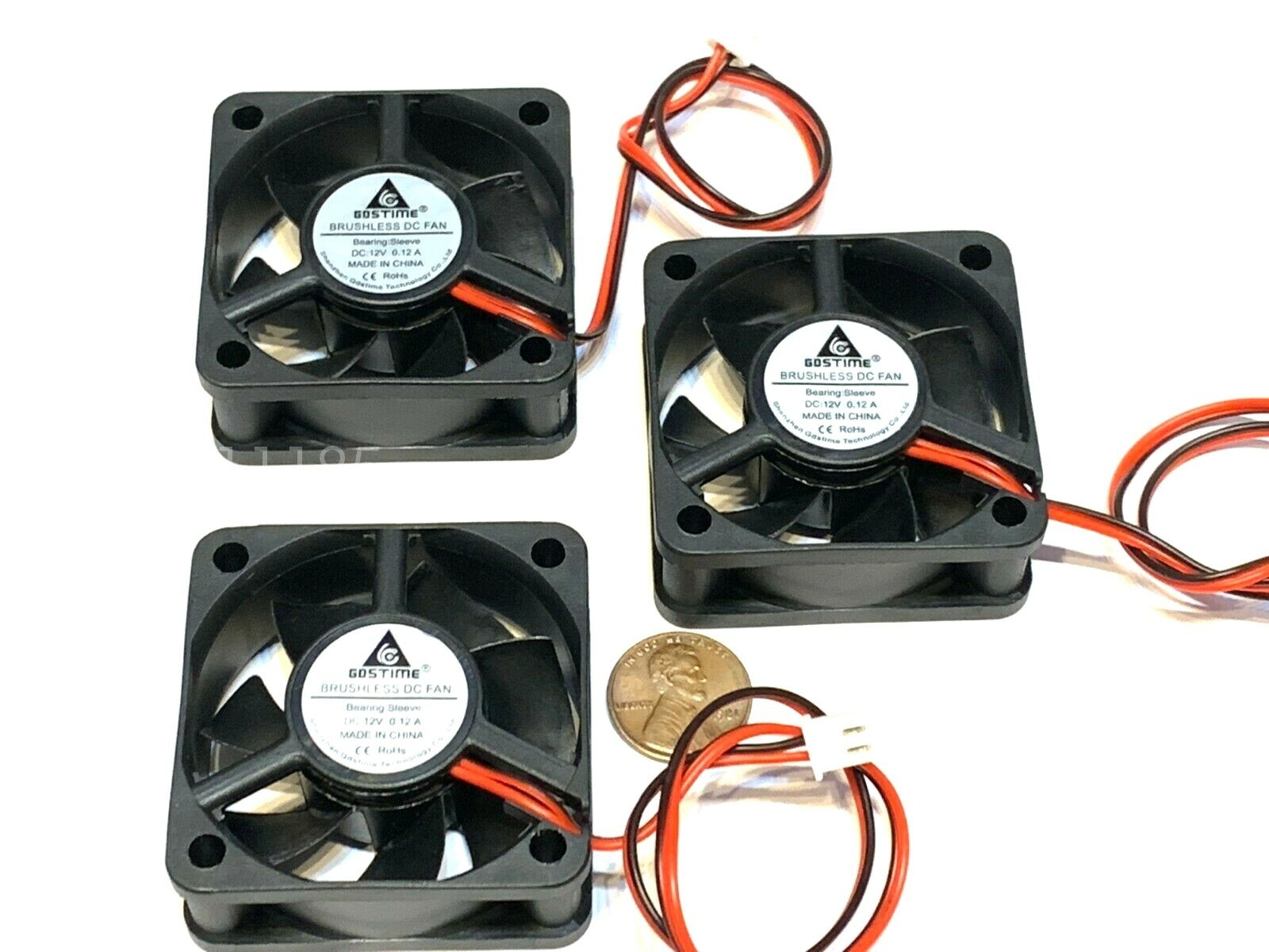 3 Pieces Fan 12v blower turbo fast quiet 5cm 50mm small computer case 2pin
