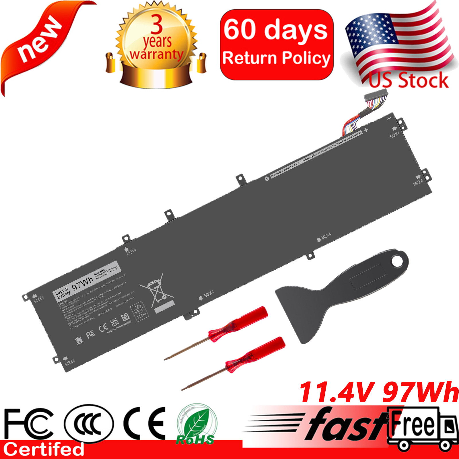 6GTPY Battery for Dell XPS 15 9570 9560 9550 7590 Precsion 5530 5520 5510 97Wh