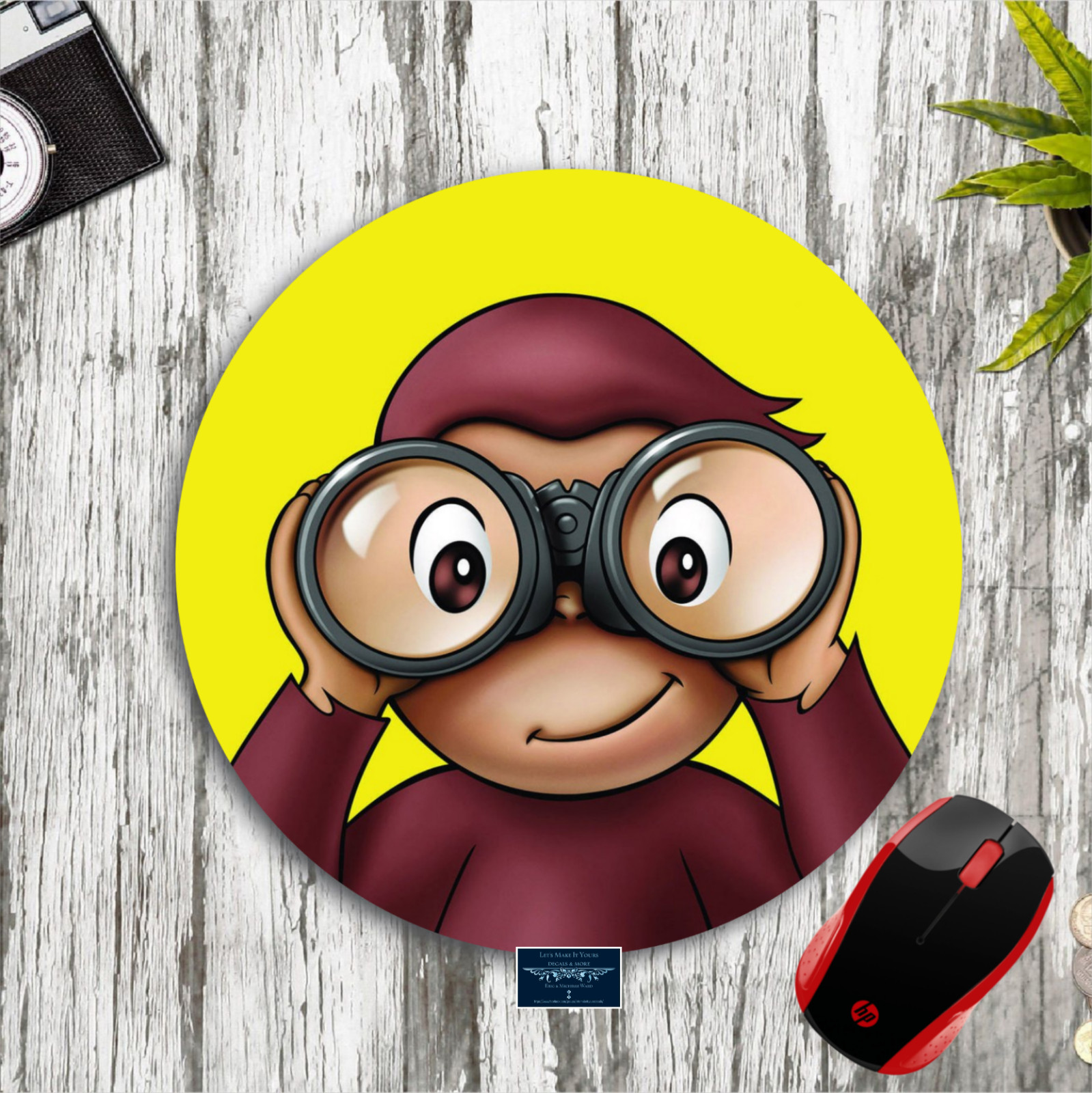 CURIOUS GEORGE CUSTOM ROUND GAMING PC MOUSE PAD DESK MAT HOME SCHOOL WORK GIFT