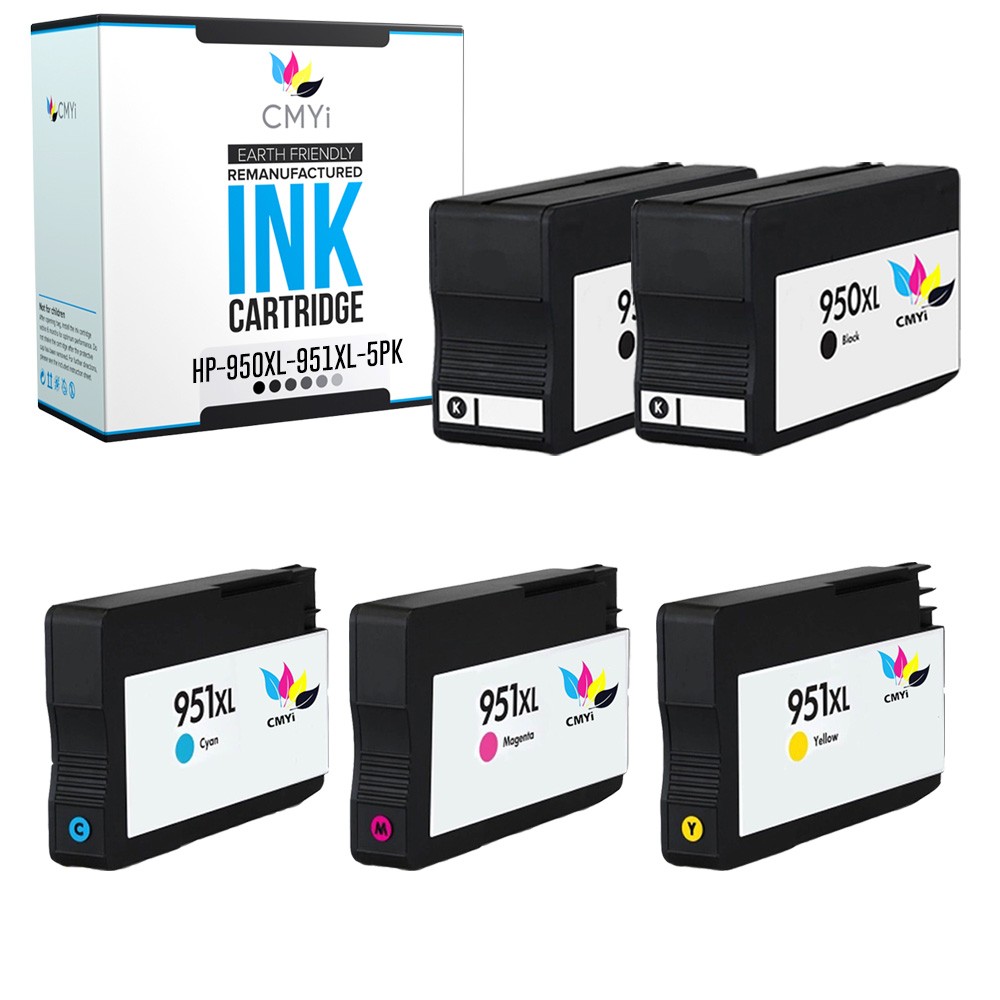 5 PK Ink Cartridges for HP 950XL 951XL 2 Black 1 CMY Combo Cartridge Pack