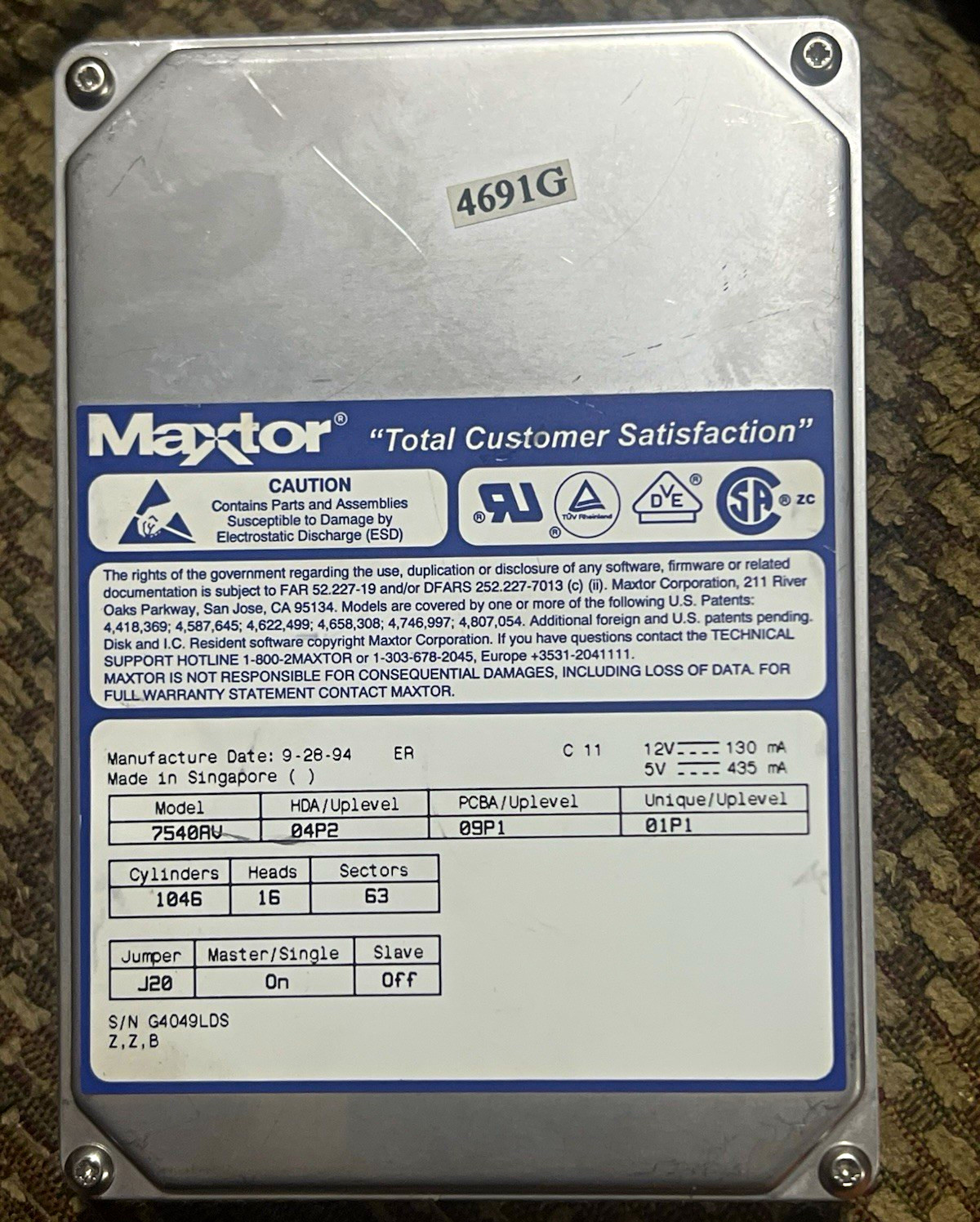 Maxtor 7540AV DiamondMax 540MB 3.5in PATA IDE Internal HDD 3600RPM
