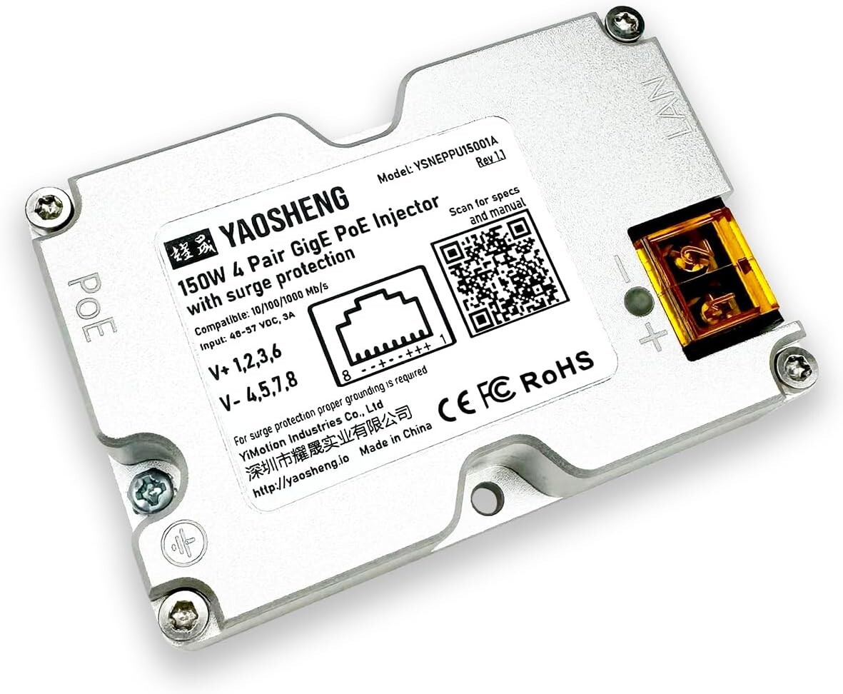 YAOSHENG 150W PoE Injector for Starlink Gen1, Gen2