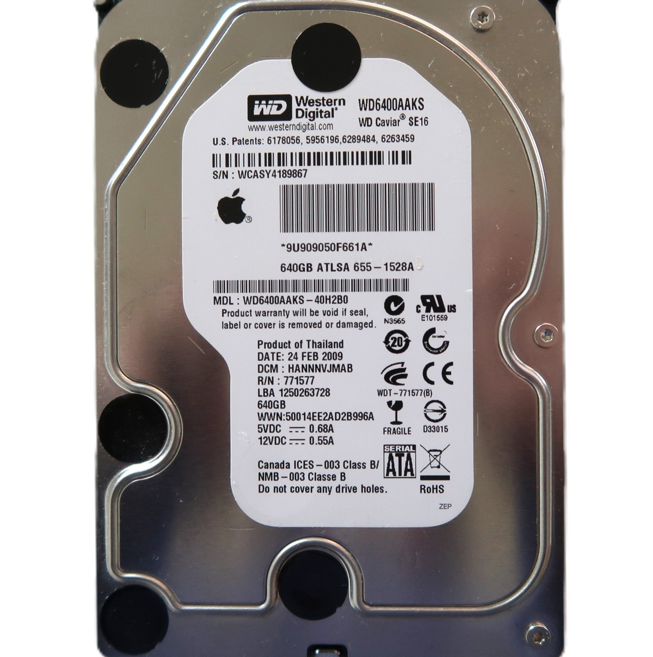 WD WD6400AAKS-40H2B0 DCM:HANNNVJMAB (WCAS) Thailand 3.5" 640gb Sata 02.2009