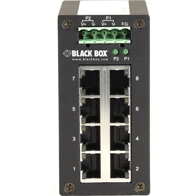 Black Box LGH008A 8-Port Rail-Mountable Hardened Gigabit Edge Switch