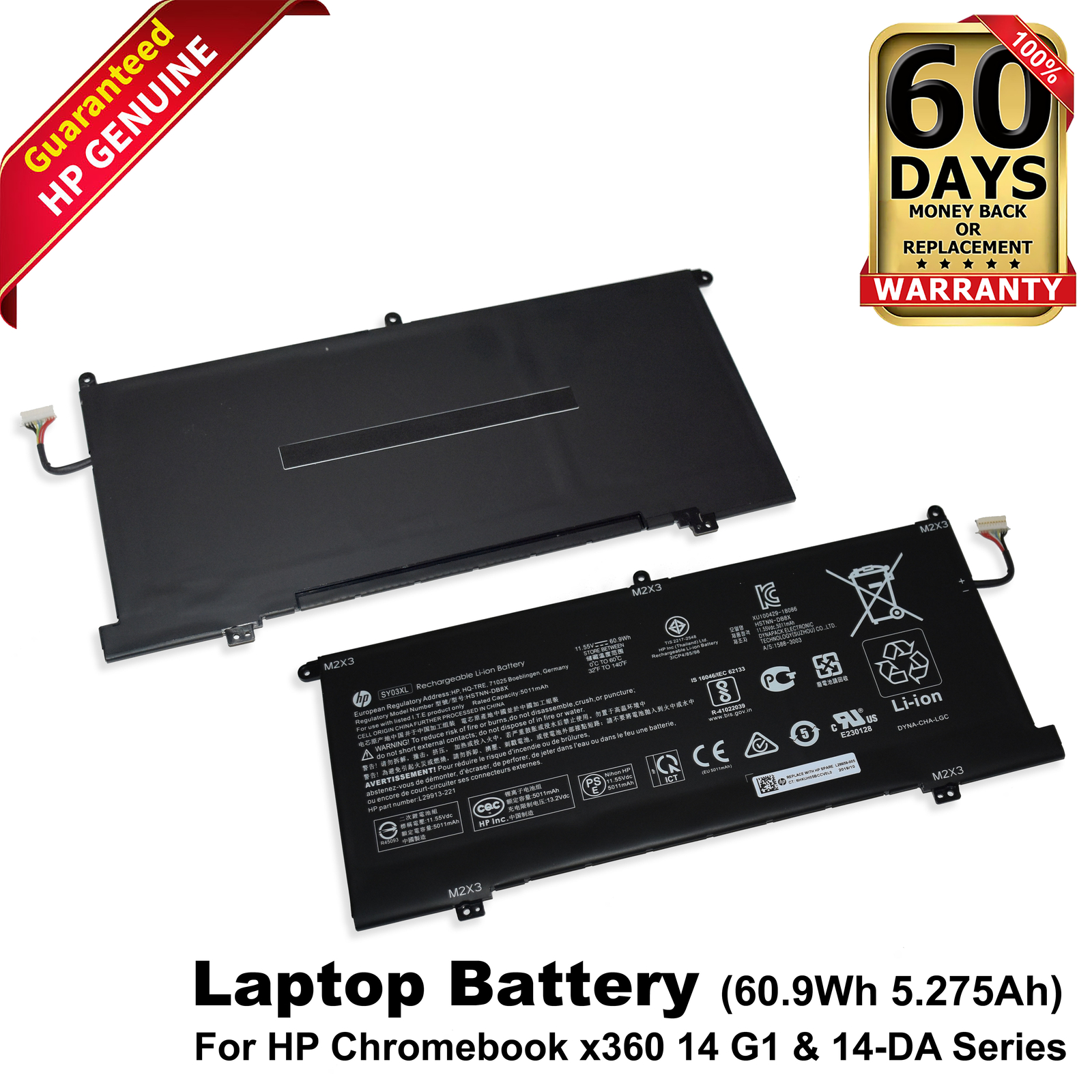 HP SY03XL Li-ion 3-Cell 5011mAh 60.9Wh Laptop Rechargeable Battery L29912-221