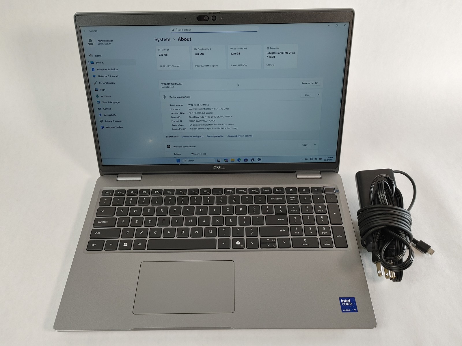 Dell Latitude 5550 Core Ultra 7 165H 1.40 GHz 32 GB DDR5 250 GB NVMe Windows 11