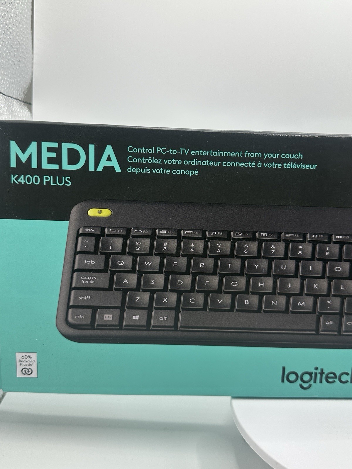 Logitech Media K400 Plus Wireless Touch Keyboard Built-in Touchpad - Black - New
