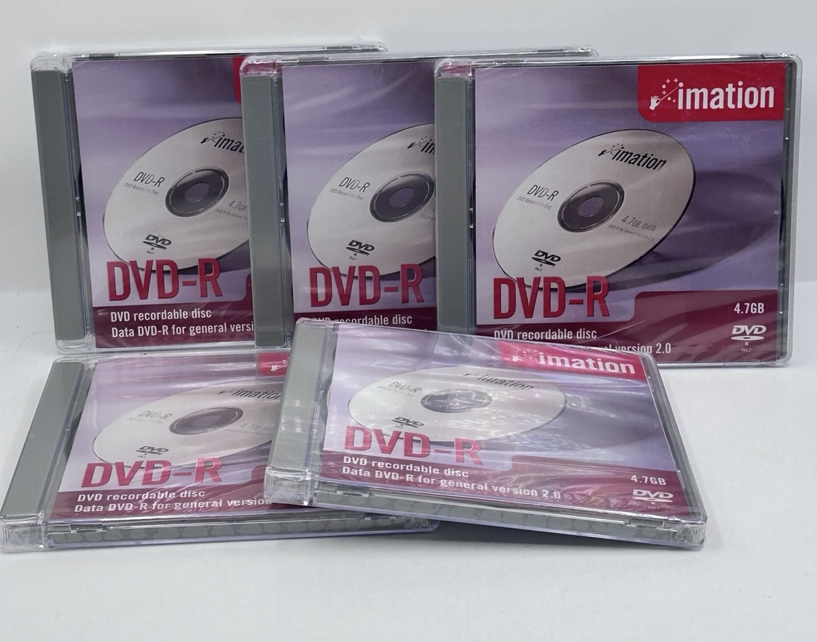 Imation DVD-R Recordable Disc General Version 2.0 Set of 5 Sealed