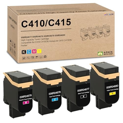 [4 Pack BCMY] C410 C415 Toner Cartridges Standard Capacity for Xerox Printers