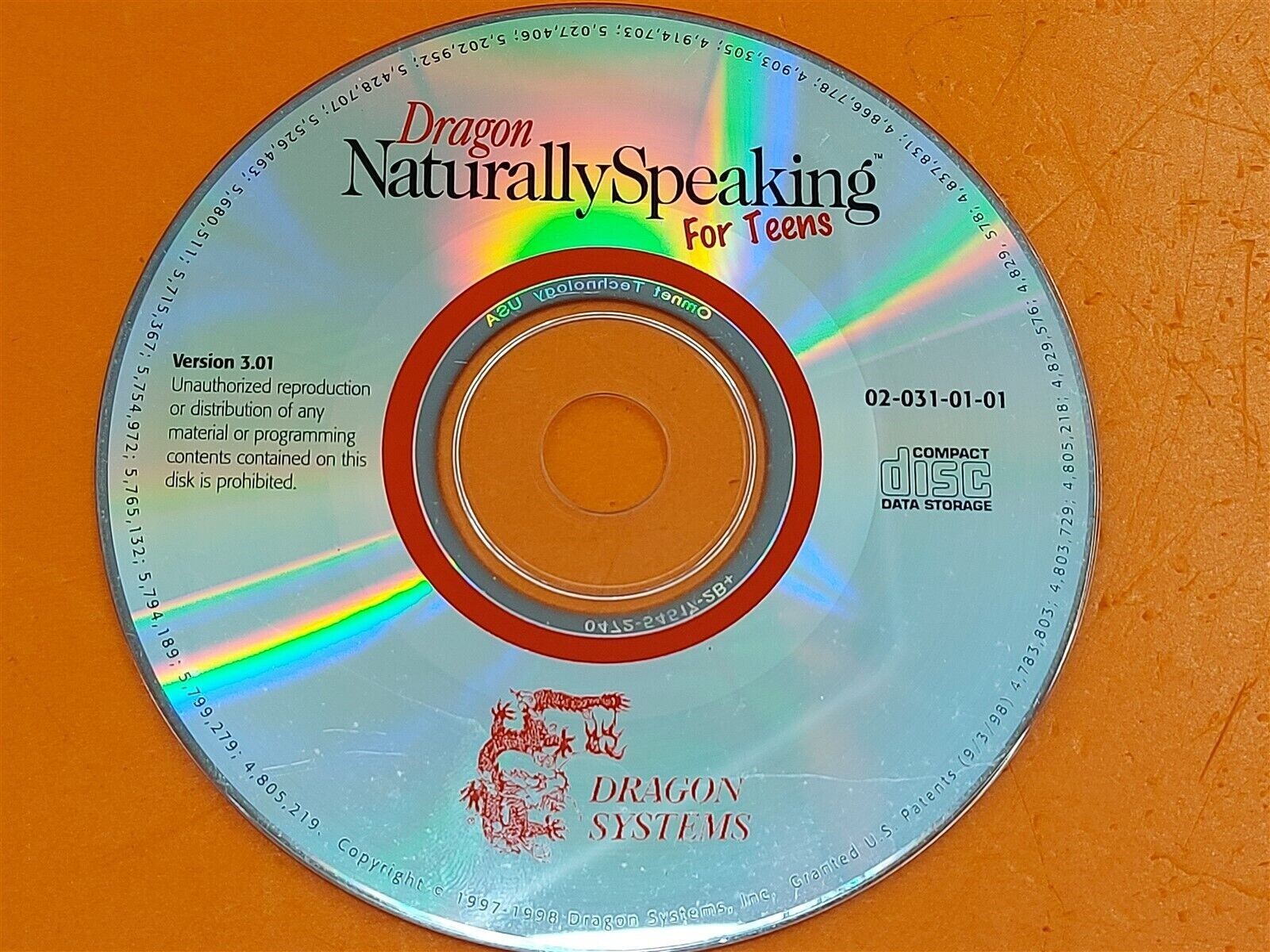 ⭐️⭐️⭐️⭐️⭐️ Dragon Systems Naturally Speaking For Teens Ver 3.01 CD Disc