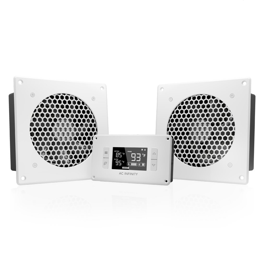 AC Infinity AIRPLATE T8 White, Quiet Cooling Dual-Fan System 6" with Thermost...