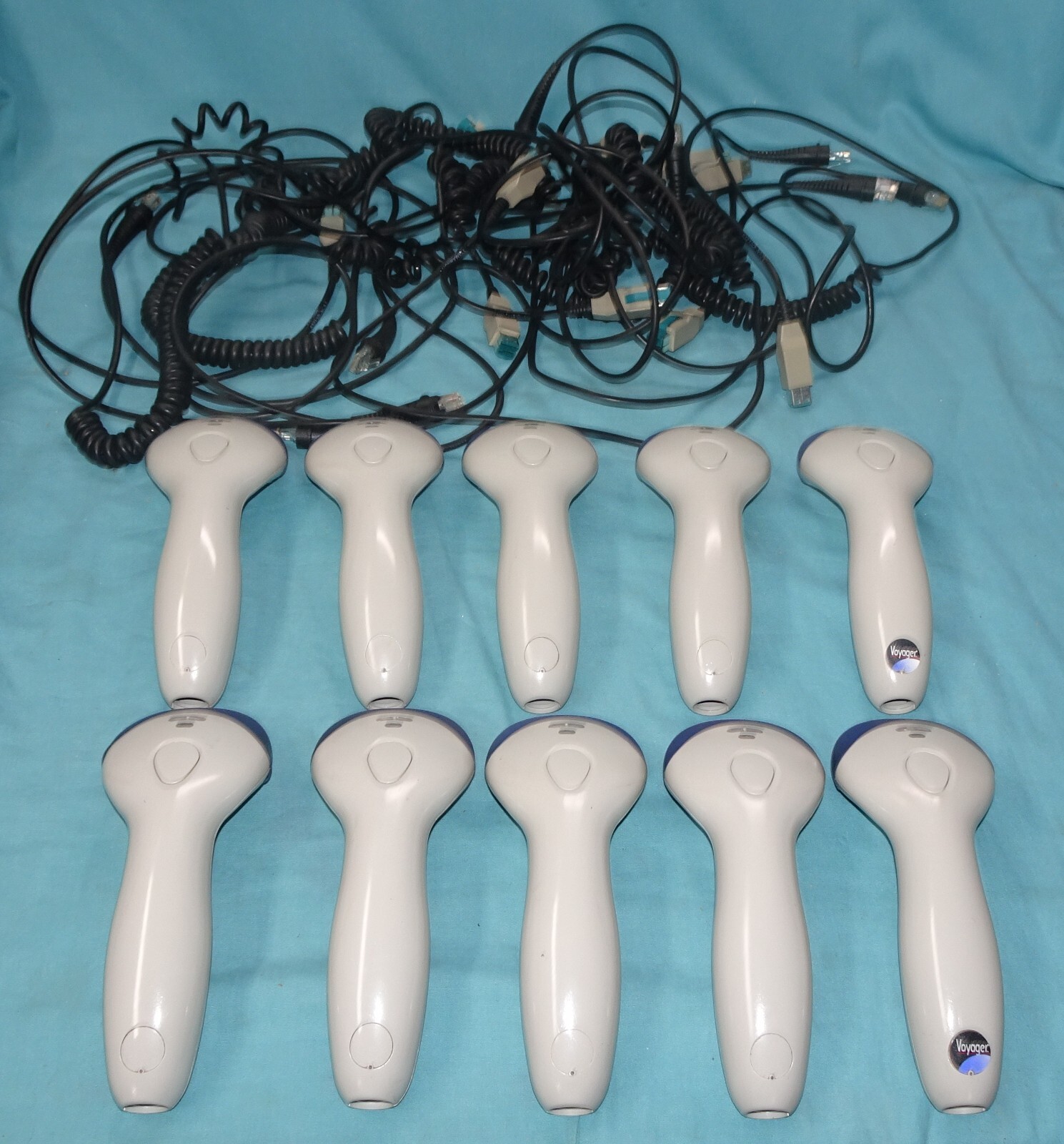 Lot of 10 = Metrologic White MS9520 Laser Barcode Scanner & 10 Cable ( NOT USB )