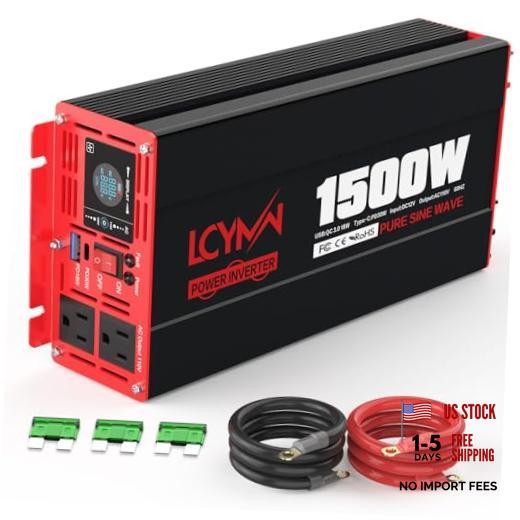 1500 Watt Pure Sine Wave Power Inverter DC 12V to AC 110/120V 12V 1500W Red