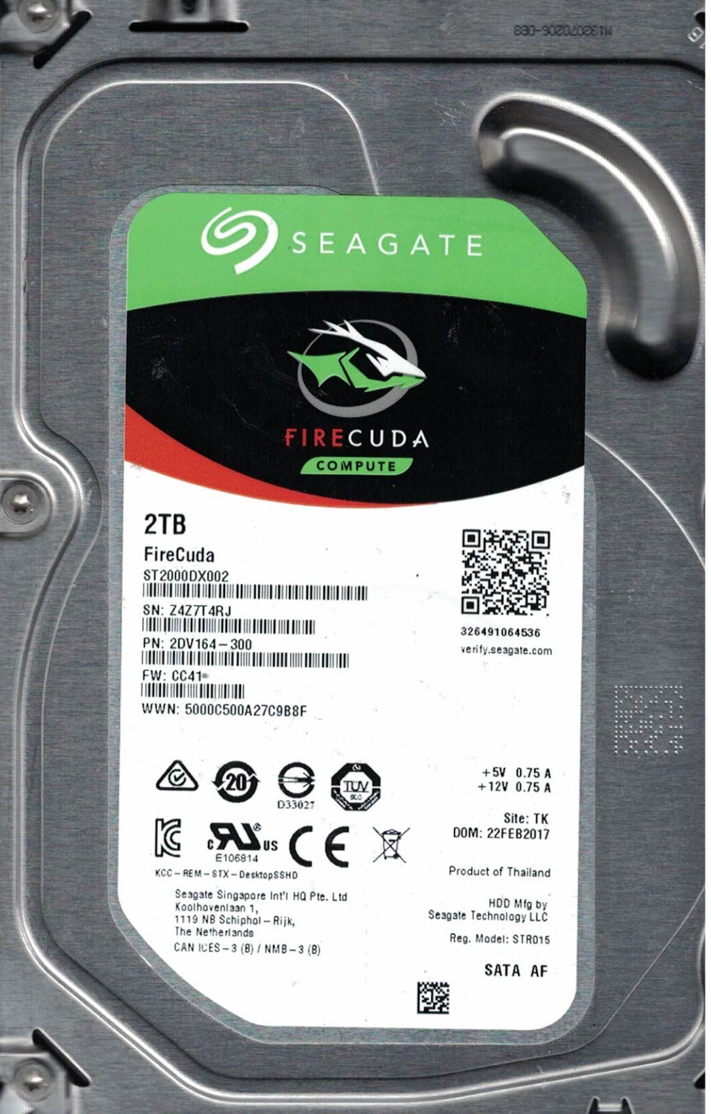 SEAGATE  ST2000DX002	Z4Z 2DV164-300 22 Feb 2017