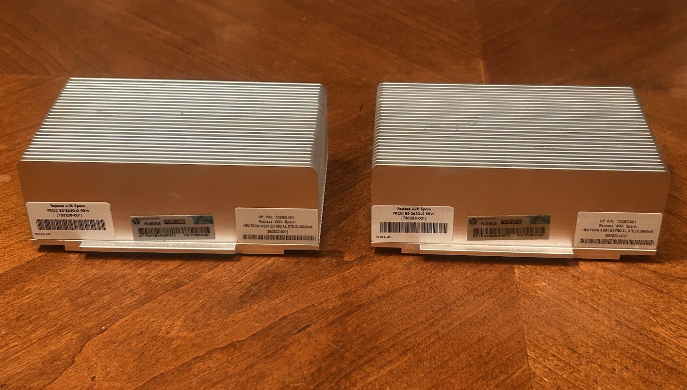 Lot 2 HP ProLiant DL380 Gen8 CPU Heatsinks 723353-001 662522-001 730238-001