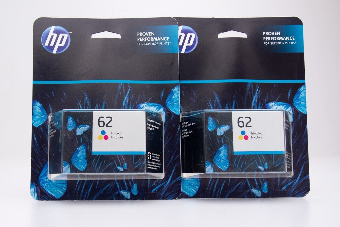 2 HP 62 Tri-Color Ink Cartridge HEWDTC2P06AN Warranty Ends 4/24