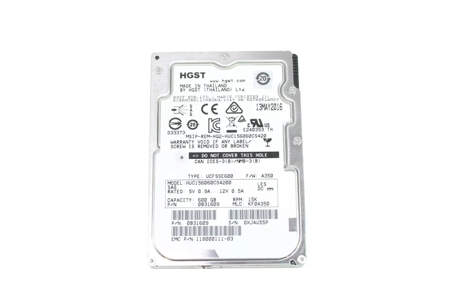 HGST 600Gb HUC156060CS4200 15K RPM 12GB/s SAS 2.5