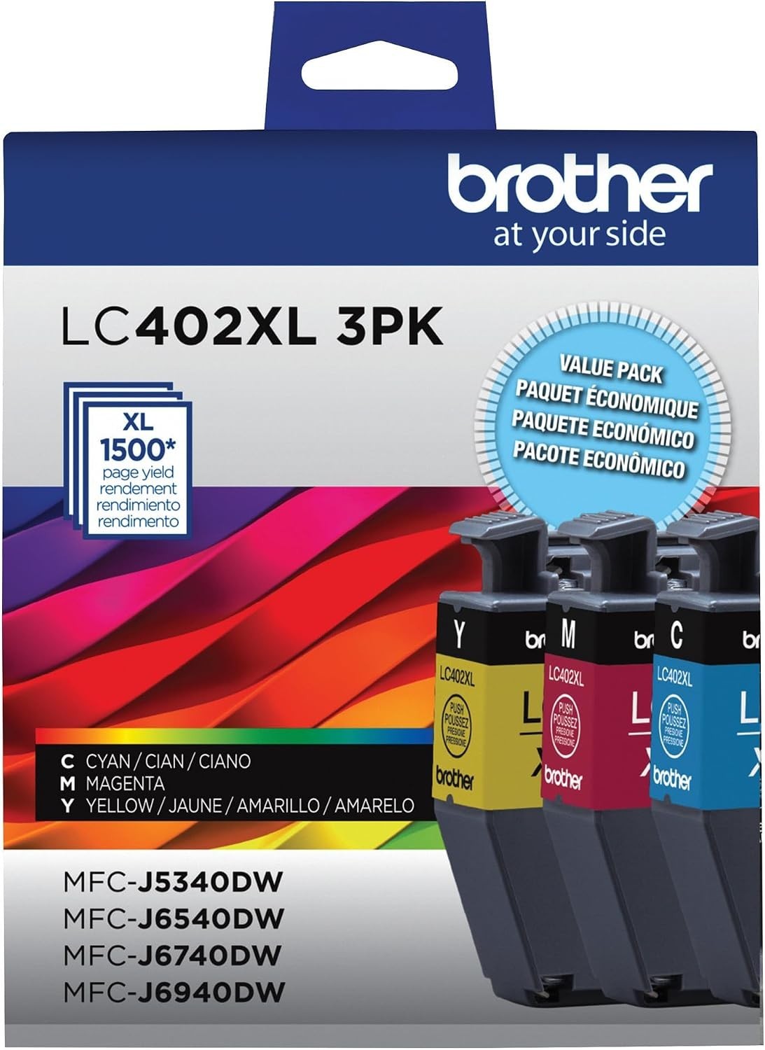 Brother Genuine LC402XL 3PK 3 Pack of High Yield Cyan, Magenta and Yellow Ink