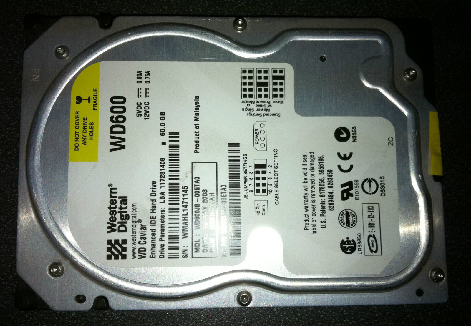 8x Western Digital Caviar 60GB WD600JB 7200 RPM IDE Hard Disk Drives
