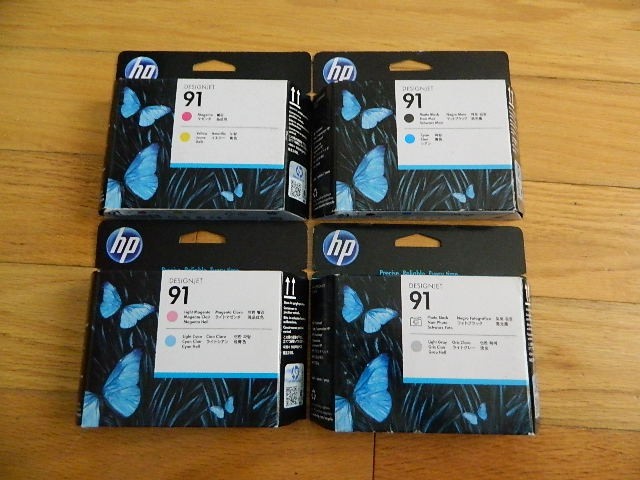 GENUINE SET 4 HP #91 PRINTHEADS C9460A C9461A-C9463A DESIGNJET Z6100 NEW SEALED