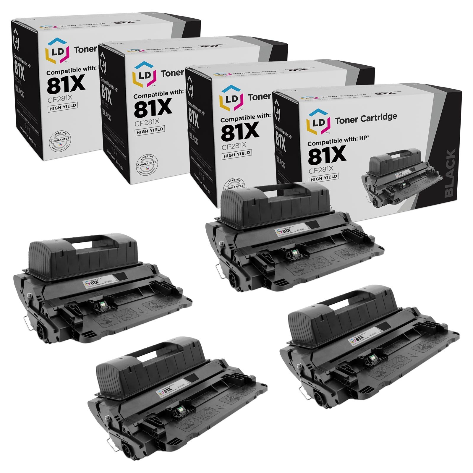 4PK LD Reman CF281X Compatible With HP 81X Black for M604 M605 M606 M605x M605dn
