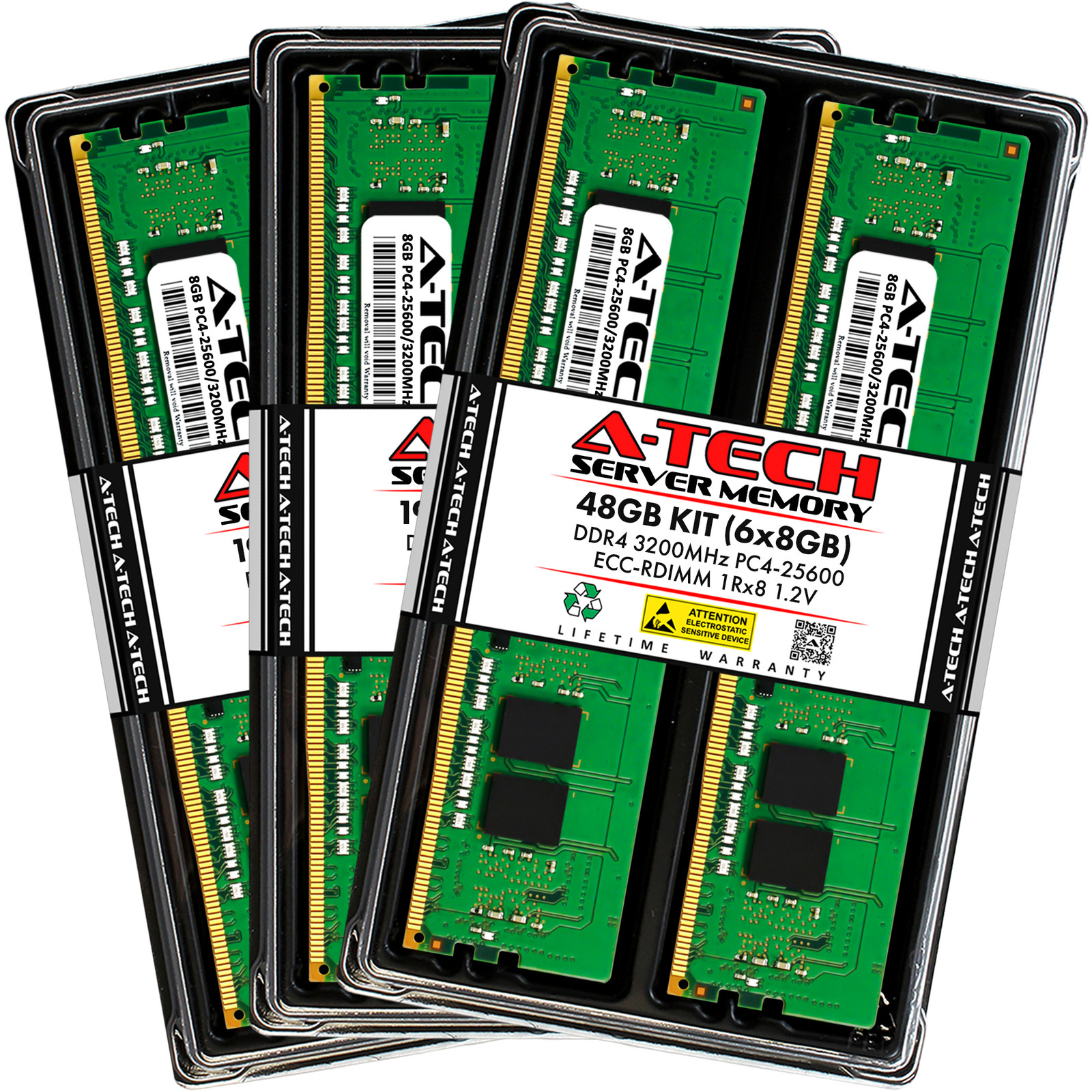 48GB 6x 8GB PC4-3200 RDIMM QNAP TS-h1090FU-7302P-256G Memory RAM