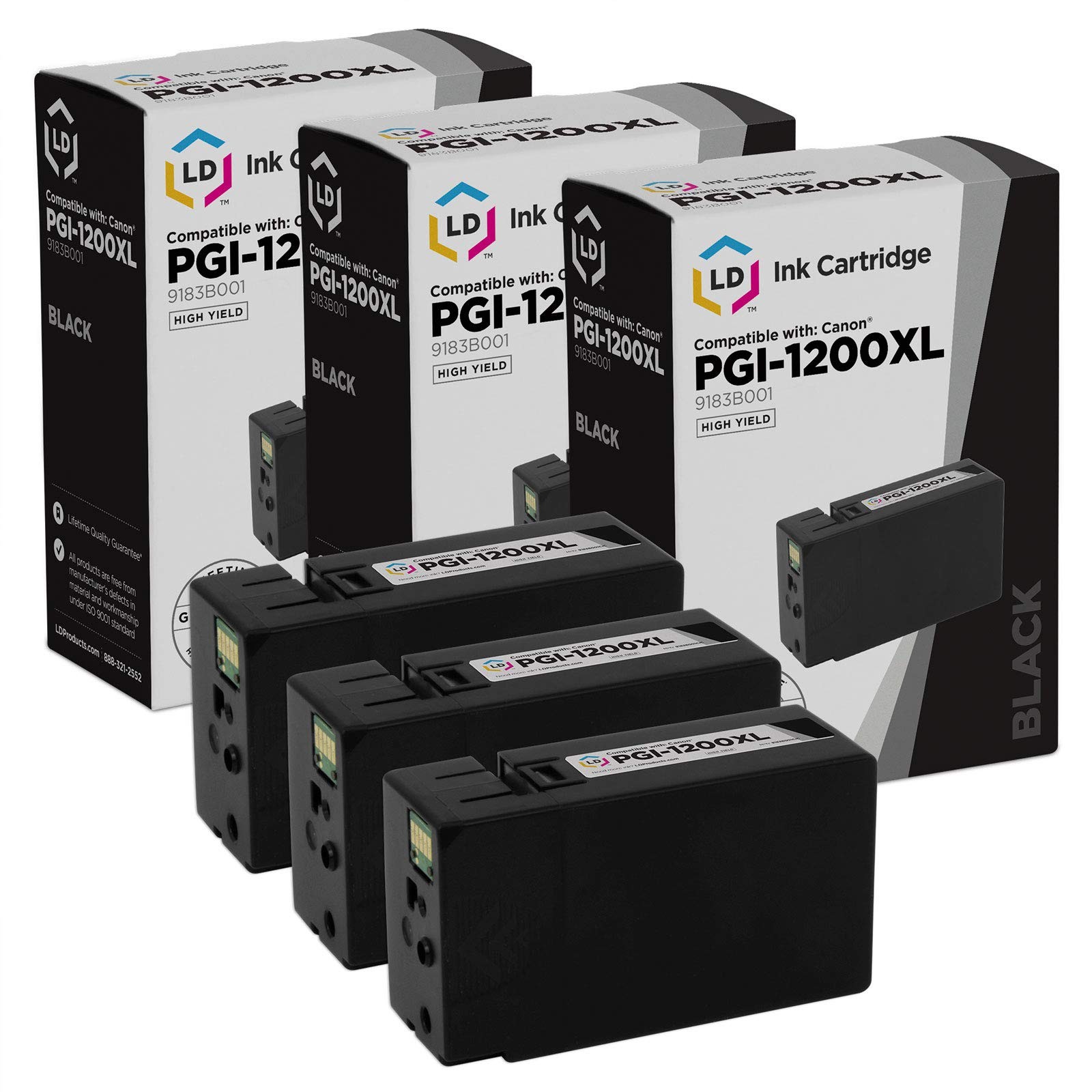 LD 9183B001 PGI-1200XL Black Ink Cartridge 3 Pack for Canon MB2320 MB2020 MB2120