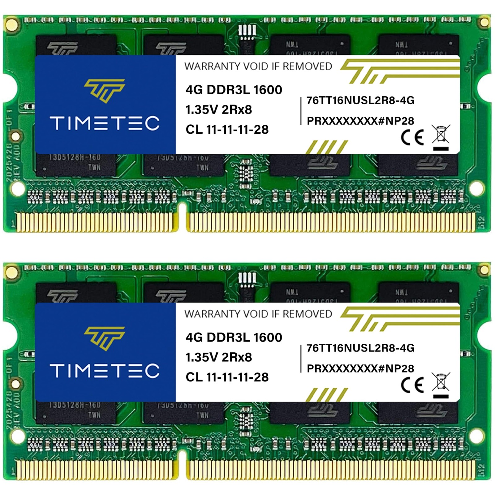 Timetec 8GB KIT(2x4GB) DDR3L / DDR3 1600MHz PC3L-12800 / PC3-12800 Non-ECC Unbuf