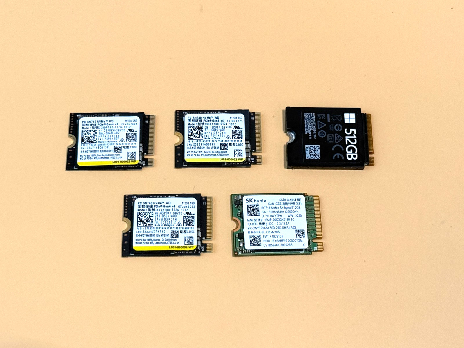 SINGLE 512GB SSD - WD / SK HYNIX / MICRON / KOXIA  M.2 NVEe 2230 Solid State