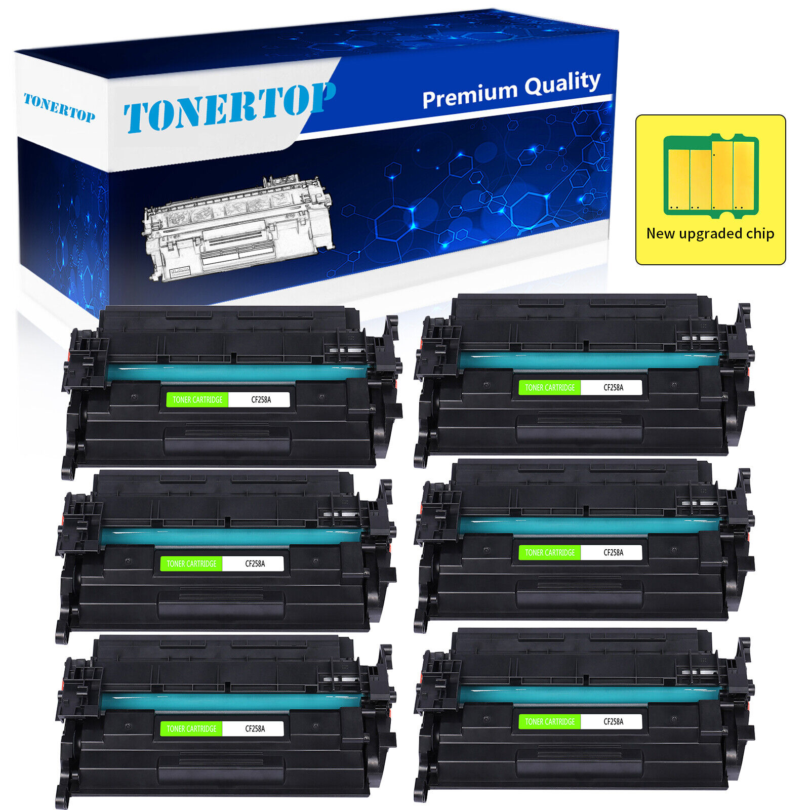 6PK Toner Cartridge Fit for HP 58a CF258A LaserJet M404n M404dn M404dw with Chip