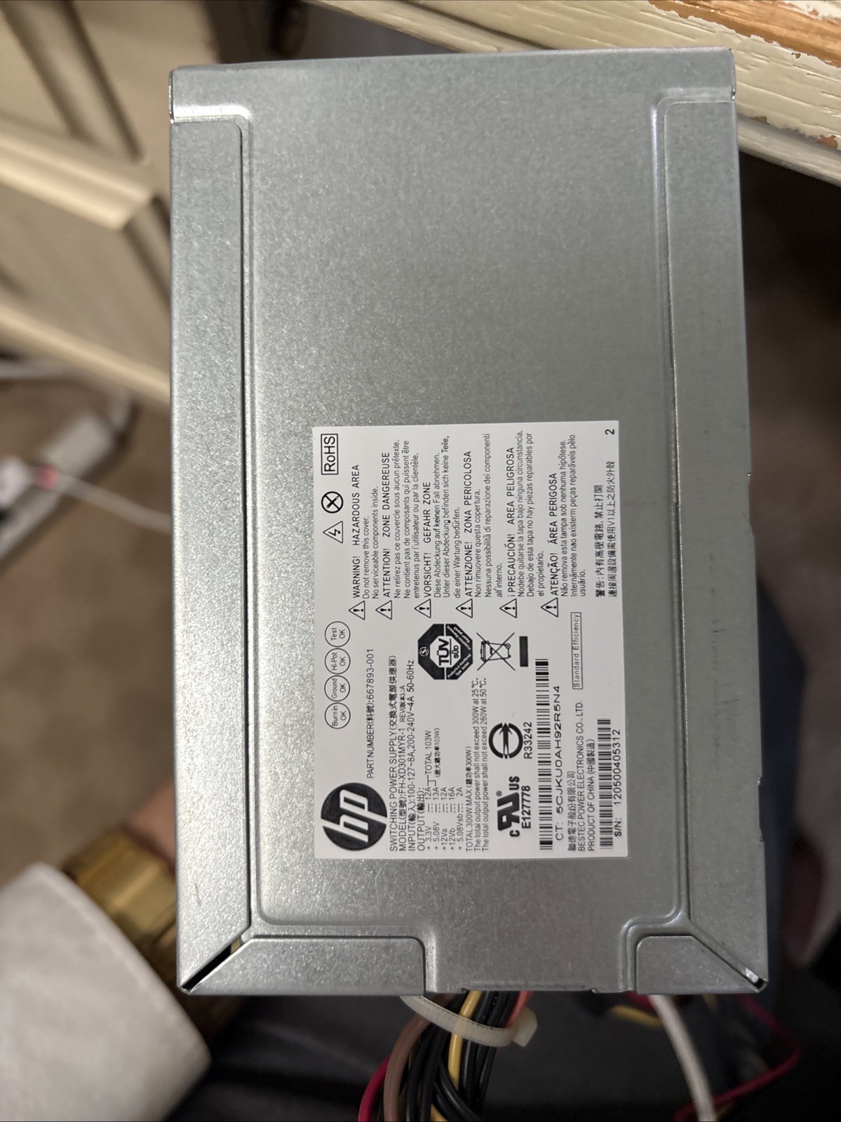 HP 300W Desktop Power Supply 24 Pin 667893-001
