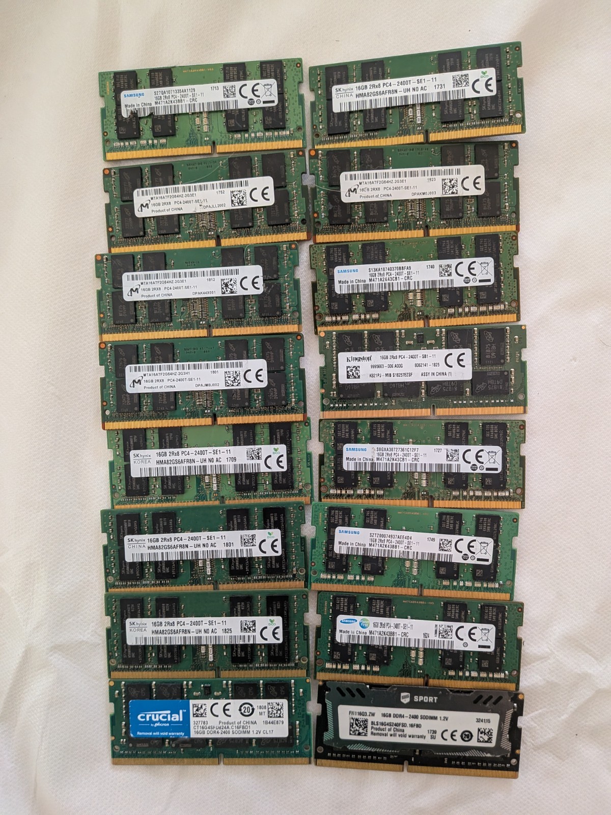 Micron 32GB (2x16GB) DDR4-2400 PC4-19200 SODIMM Laptop RAM MTA16ATF2G64HZ-2G3H1