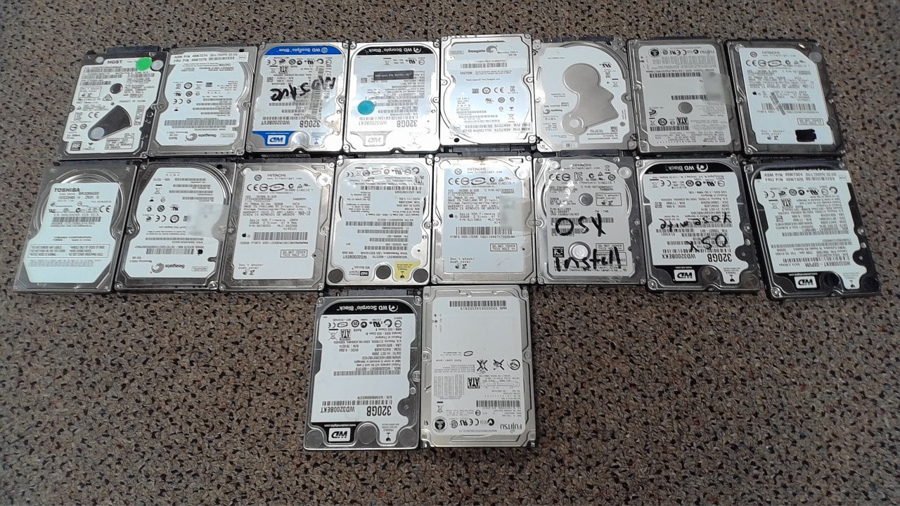 Lot of 18 320GB 2.5" SATA Laptop Hard Drives Various Brands and Speeds