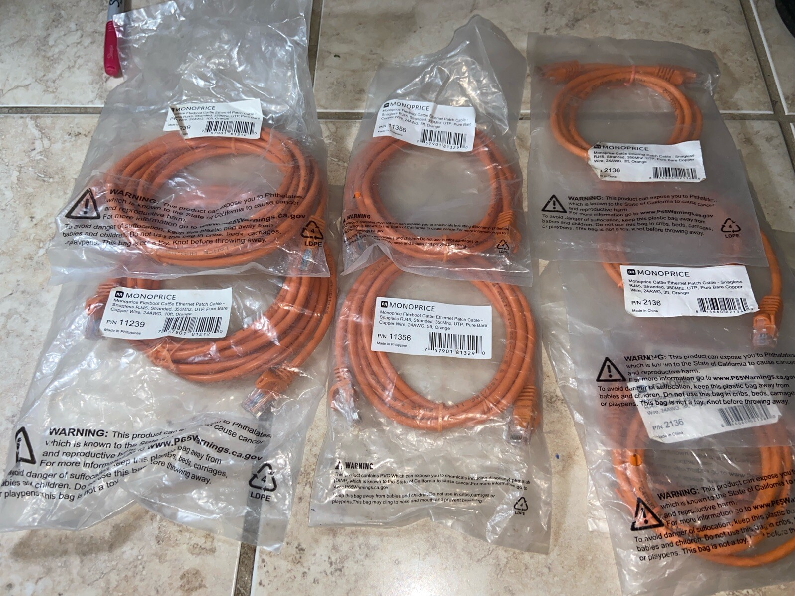 MonoPrice  Cat5e Ethernet Patch Cable RJ45 Lot - 3,5, And 10 Feet