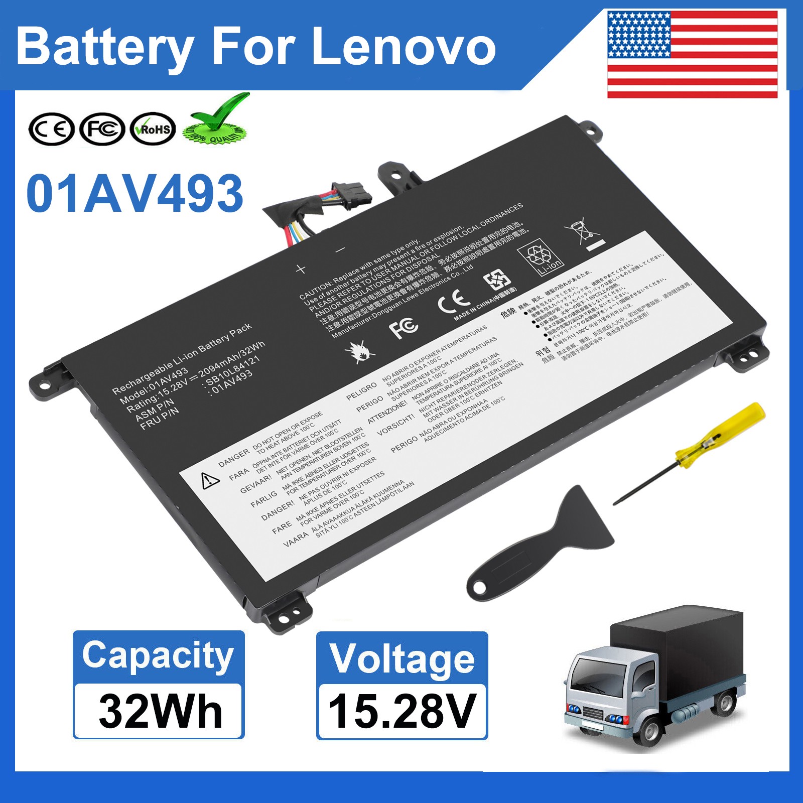 ✅Laptop Battery 01AV493 For Lenovo ThinkPad T570 T580 P51S P52S 00UR891 00UR892