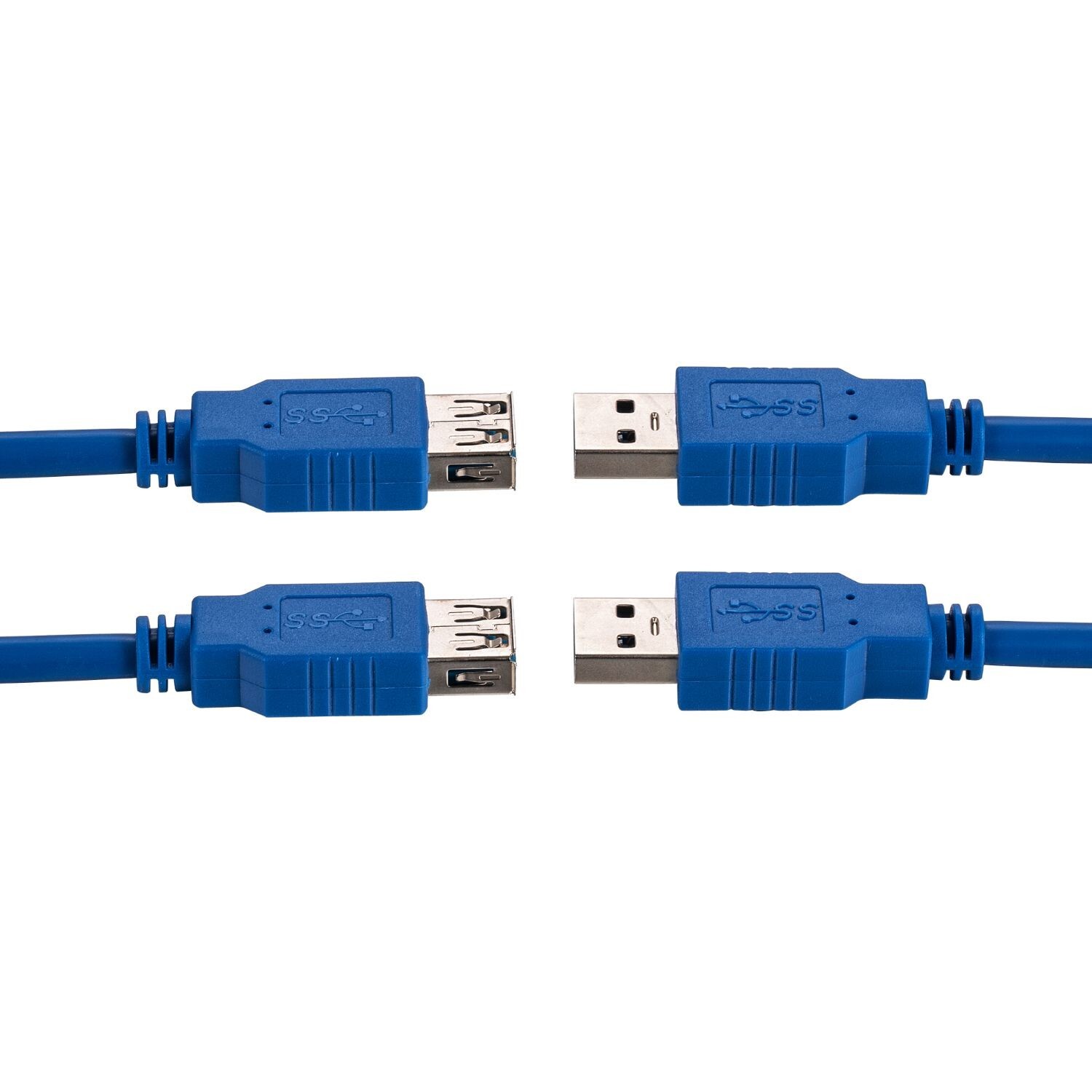 2 x 15ft USB 3.0 Extension Cable Type A Male - A Female Extender HIGH SPEED Blue