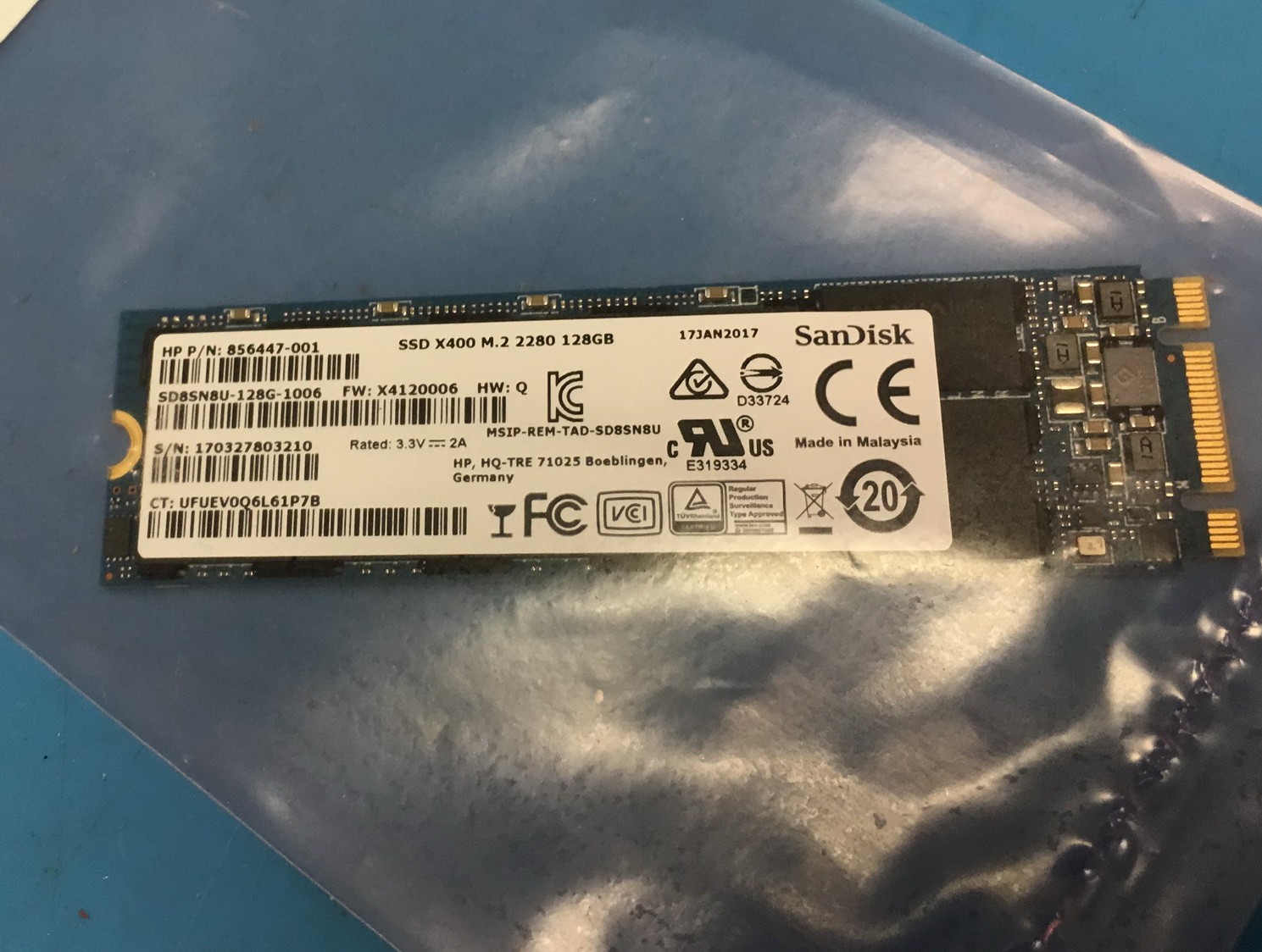 SanDisk SSD X400 M.2 2280 128GB Solid State Drive 856447-001 SD8SN8U-128G-1006