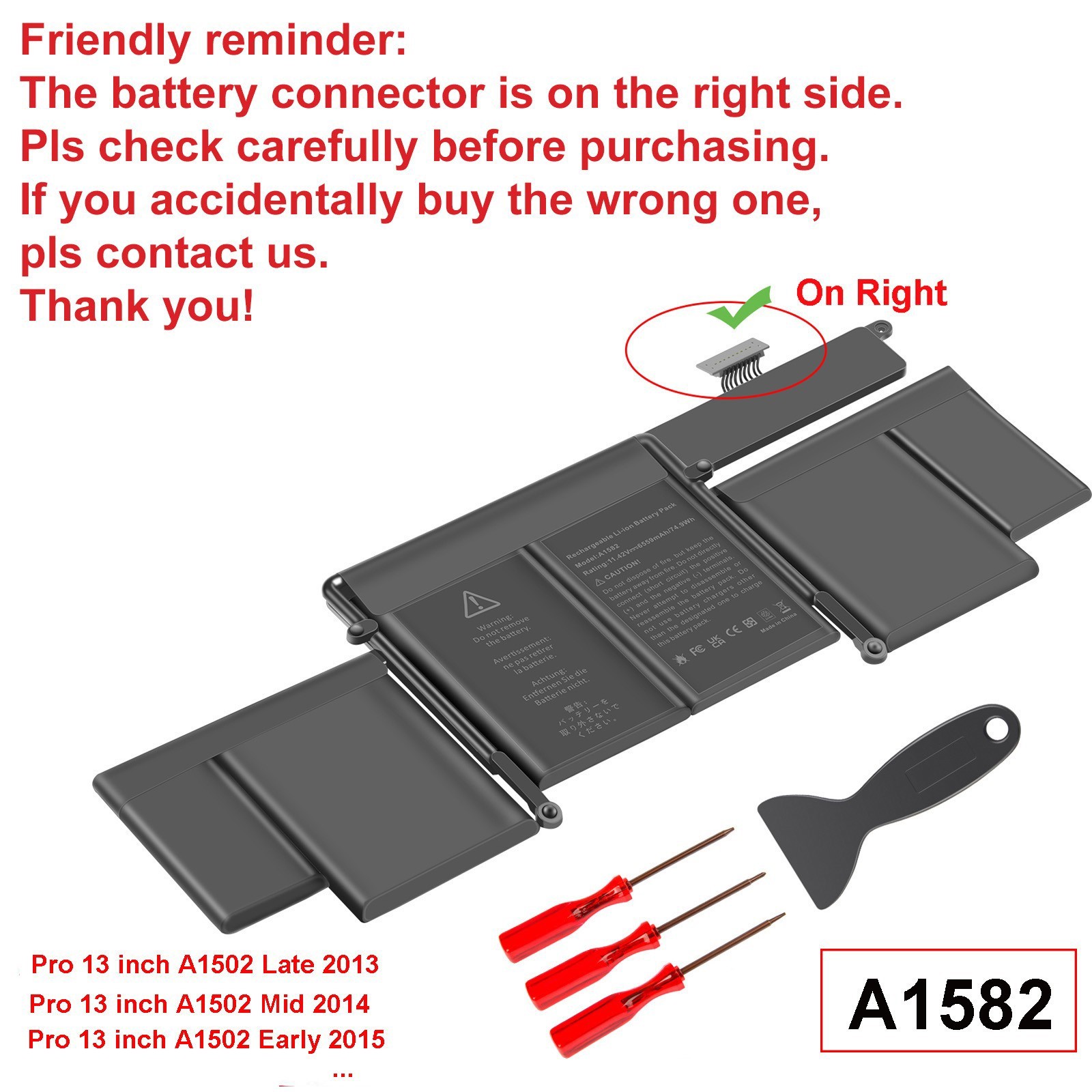 ✅LOT A1582 A1502 Battery For MacBook Pro 13"Retina Early 2015 Mid 2014 Late 2013