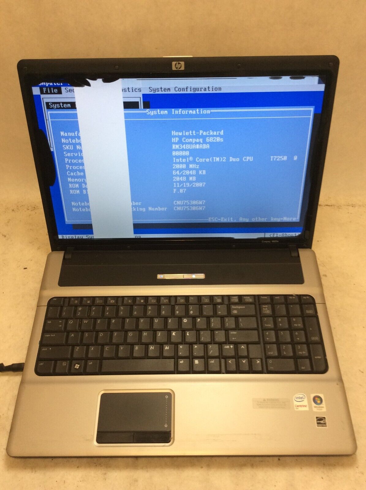 HP Compaq 6820s Laptop 17\